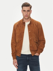 Serge Pariente Kurtka skórzana Starter Vs Brązowy Regular Fit