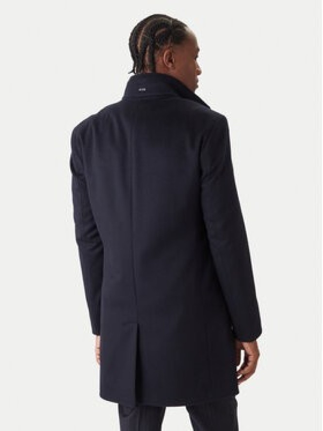 BOSS Płaszcz wełniany H-Hyde 50551078 Granatowy Slim Fit