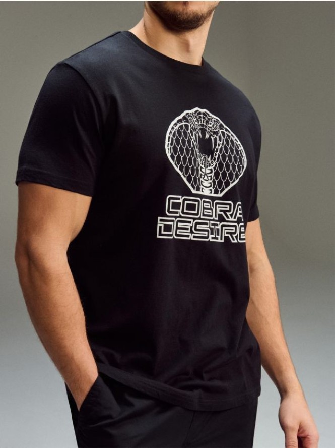 Bawełniana koszulka z nadrukiem - czarny