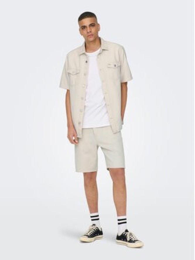 Only & Sons Szorty jeansowe Edge 22026558 Écru Regular Fit