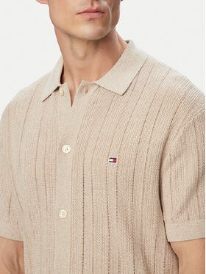 Tommy Hilfiger Koszula Pointelle MW0MW43249 Beżowy Regular Fit
