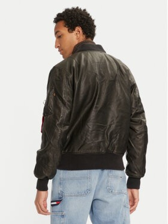 Alpha Industries Kurtka z imitacji skóry 123106 Czarny Regular Fit