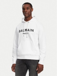 Balmain Bluza DH1JR002BB65 Biały Regular Fit