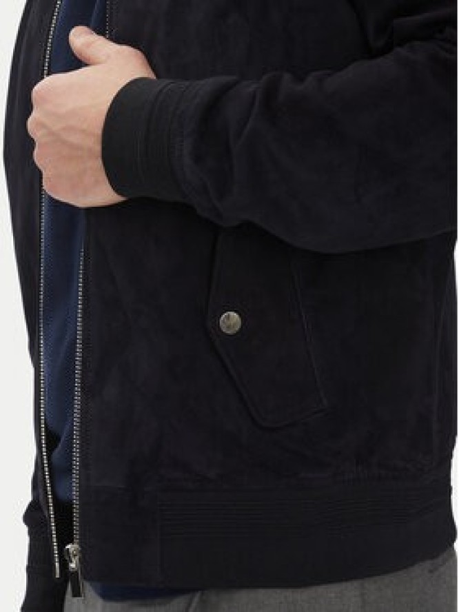 Serge Pariente Kurtka skórzana M888 Granatowy Regular Fit