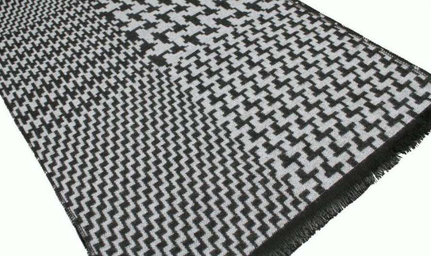 Męski Szalik Alties - Czarno-Popielaty, Wzór Geometryczny