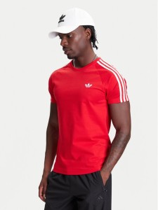 adidas T-Shirt adicolor Trefoil JX1545 Czerwony Slim Fit