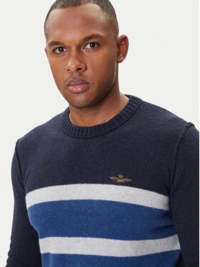 Aeronautica Militare Sweter 252MA1609UL00924 Granatowy Regular Fit