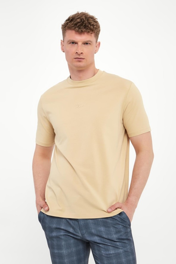 T-shirt męski z tłoczonym logo KARL LAGERFELD