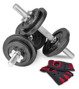 Hantle żeliwne Hop-Sport strong 2x10kg z rękawiczkami