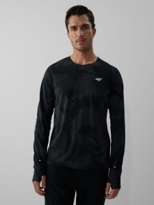 4F Longsleeve do biegania szybkoschnący męski - czarny L