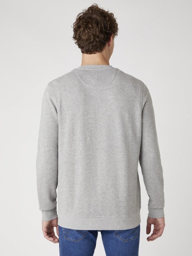 MĘSKA BLUZA WRANGLER GRAPHIC CREW MID GREY MEL W6E2HAX37 112130726