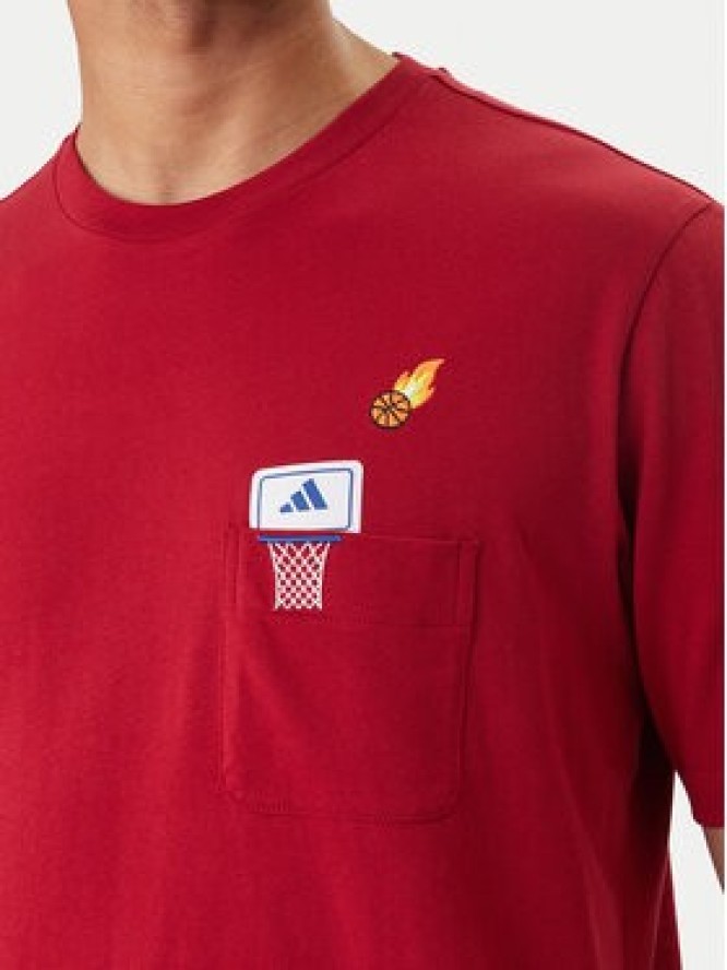 adidas T-Shirt Mini Embroidery Basketball Graphic KB2525 Czerwony Regular Fit