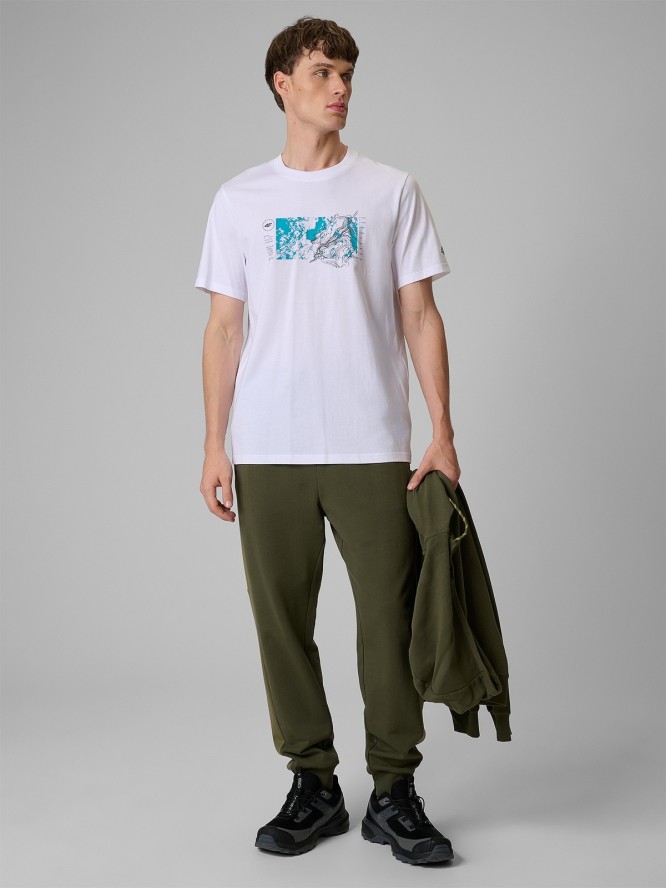 4F T-shirt regular z nadrukiem męski - biały L