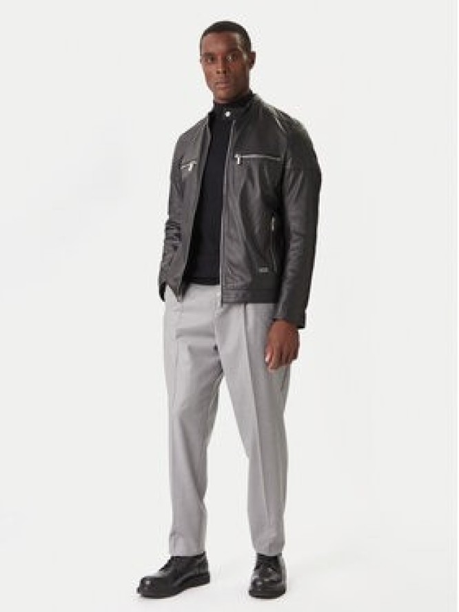 KARL LAGERFELD Kurtka skórzana 555022 554421 Czarny Slim Fit