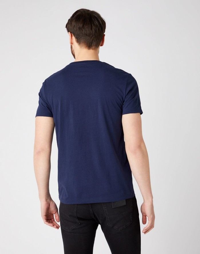 WRANGLER SS ROUND LOGO TEE MĘSKI T-SHIRT NAVY W7MPD3114 112141594
