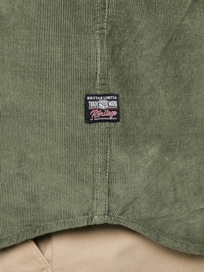 Koszula męska z drobnego sztruksu khaki Cordwis 303