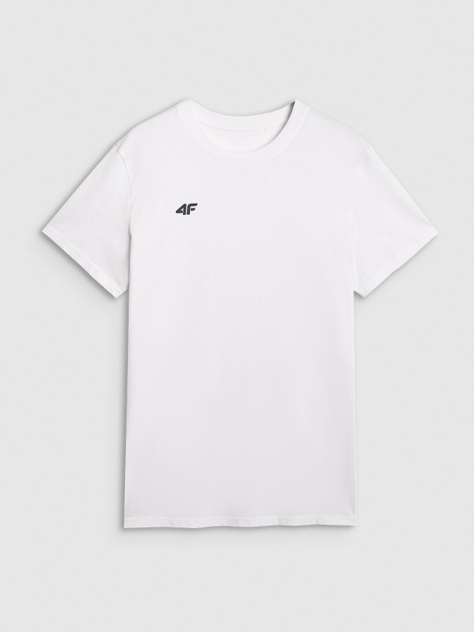 4F T-shirt regular gładki męski - biały M