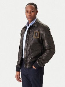 Aeronautica Militare Kurtka skórzana 252PN0846U100839 Czarny Regular Fit