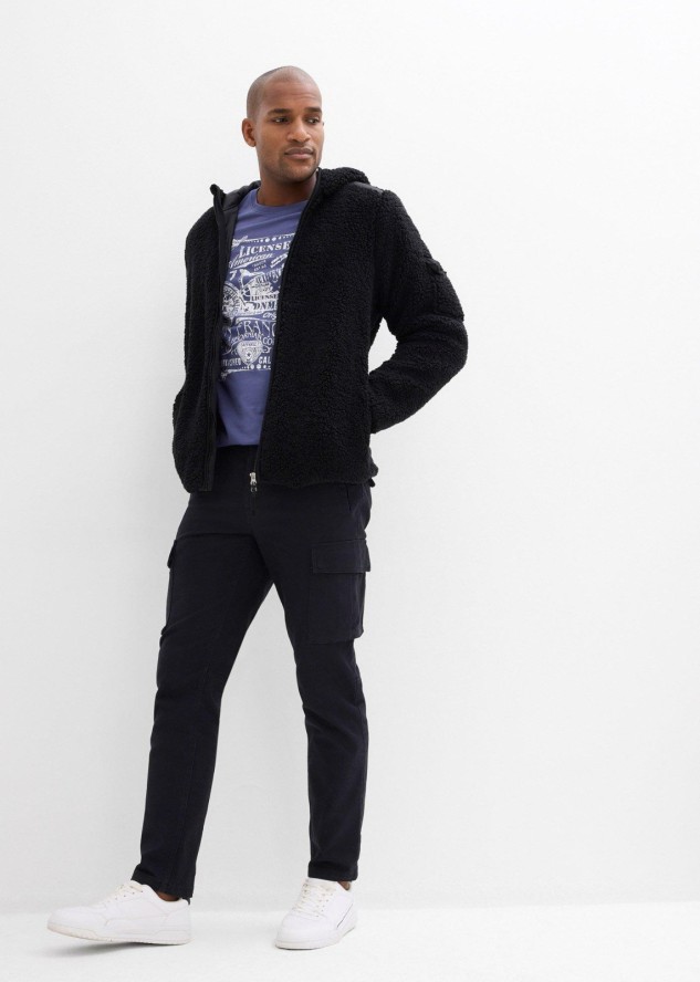 Spodnie z kieszeniami cargo, z czystej bawełny z domieszką stretchu, regular fit, straight