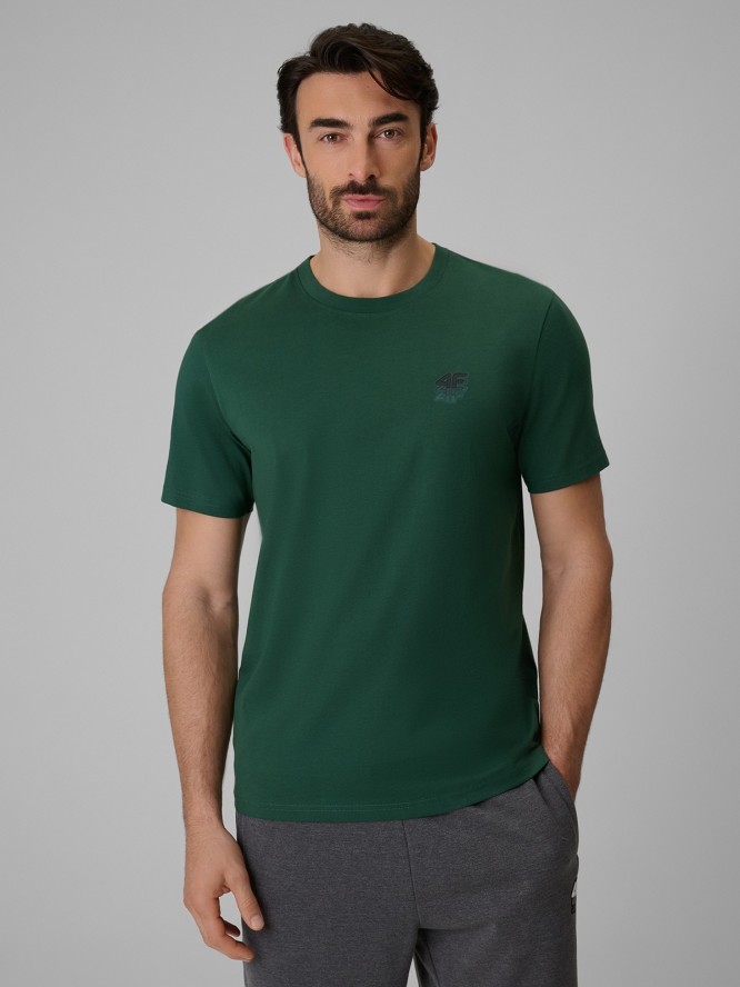 4F T-shirt regular gładki męski - zielony XL