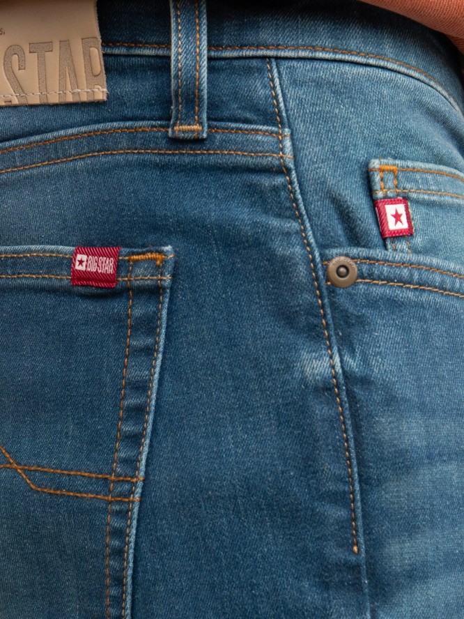 Jeansy męskie dopasowane z przetarciami granatowe Terry 443