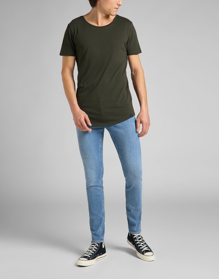LEE SHAPED TEE MĘSKI T-SHIRT KOSZULKA LOGO SERPICO GREEN L62JEPOJ 112114652