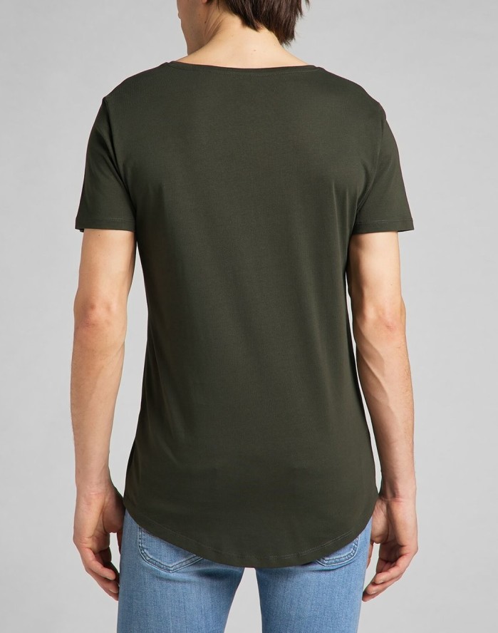 LEE SHAPED TEE MĘSKI T-SHIRT KOSZULKA LOGO SERPICO GREEN L62JEPOJ 112114652