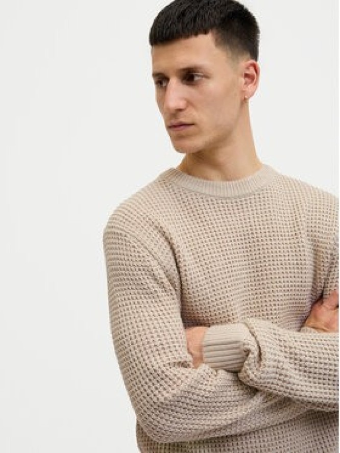 Jack & Jones Sweter Global 12287594 Beżowy Regular Fit
