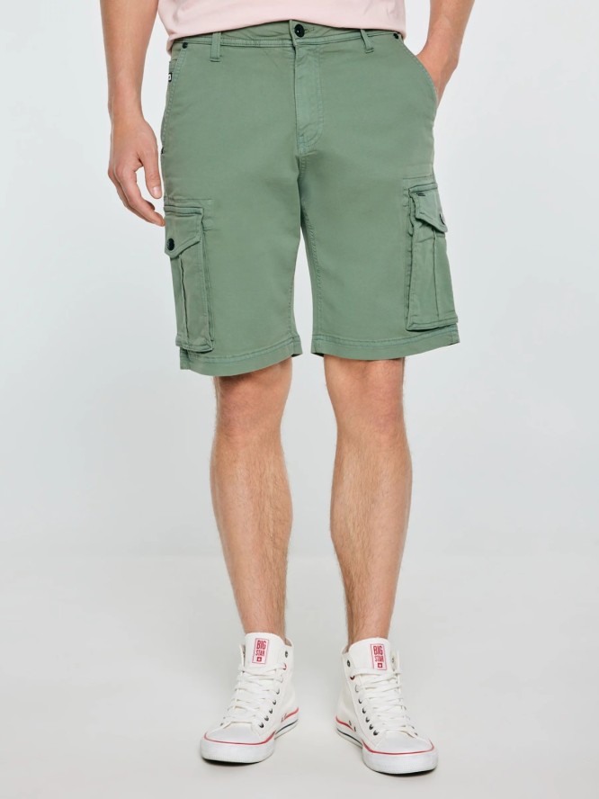szorty męskie z kieszeniami cargo khaki morrise 303