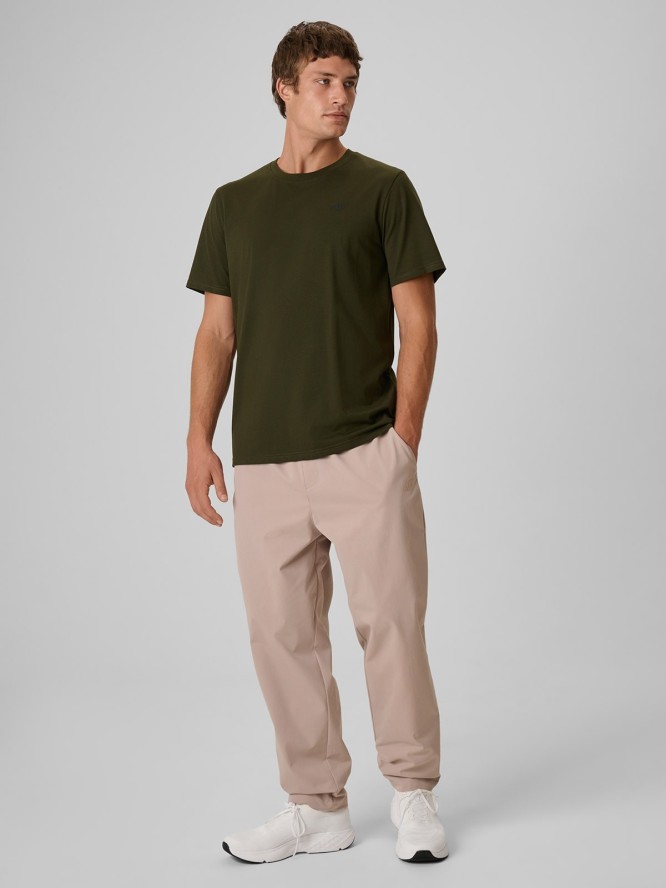4F T-shirt regular gładki męski - khaki XL