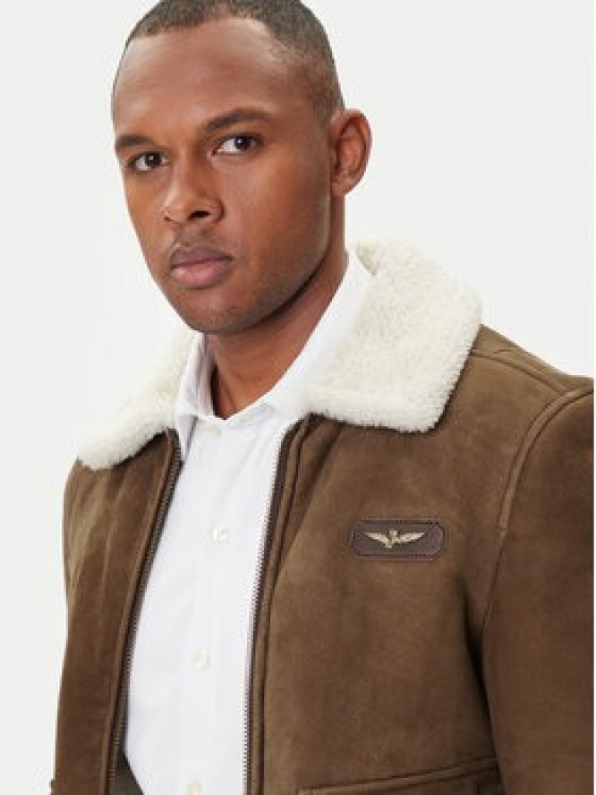 Aeronautica Militare Kurtka skórzana 252PN0163U100893 Brązowy Regular Fit