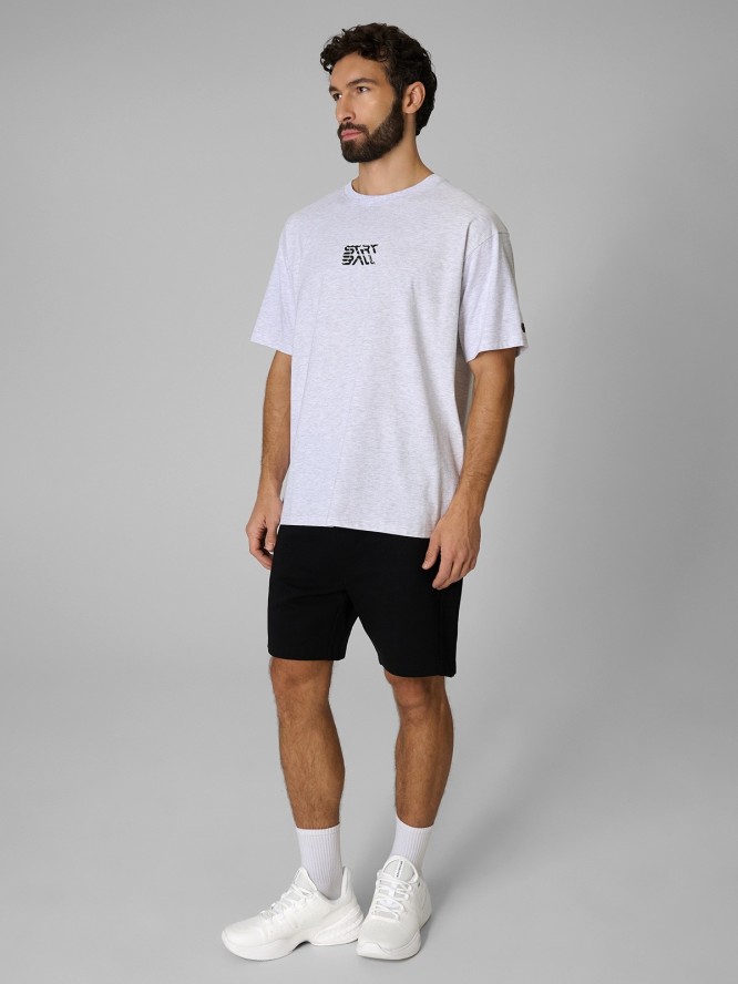 4F T-shirt loose z nadrukiem męski - szary L