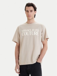Versace Jeans Couture T-Shirt 80GAHT01 CJ00T Beżowy Regular Fit