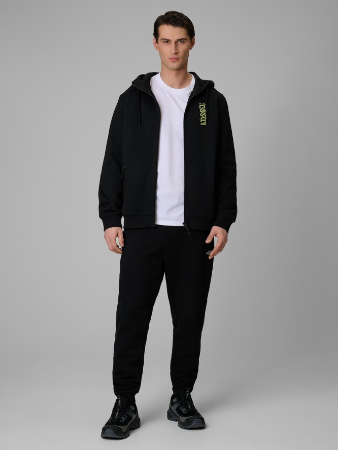 4F Bluza dresowa regular z kapturem męska - czarna XXL