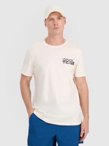 4F T-shirt regular z nadrukiem męski - biały XL