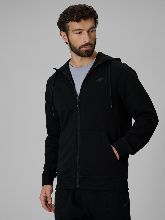 4F Bluza dresowa regular z kapturem męska - czarna M