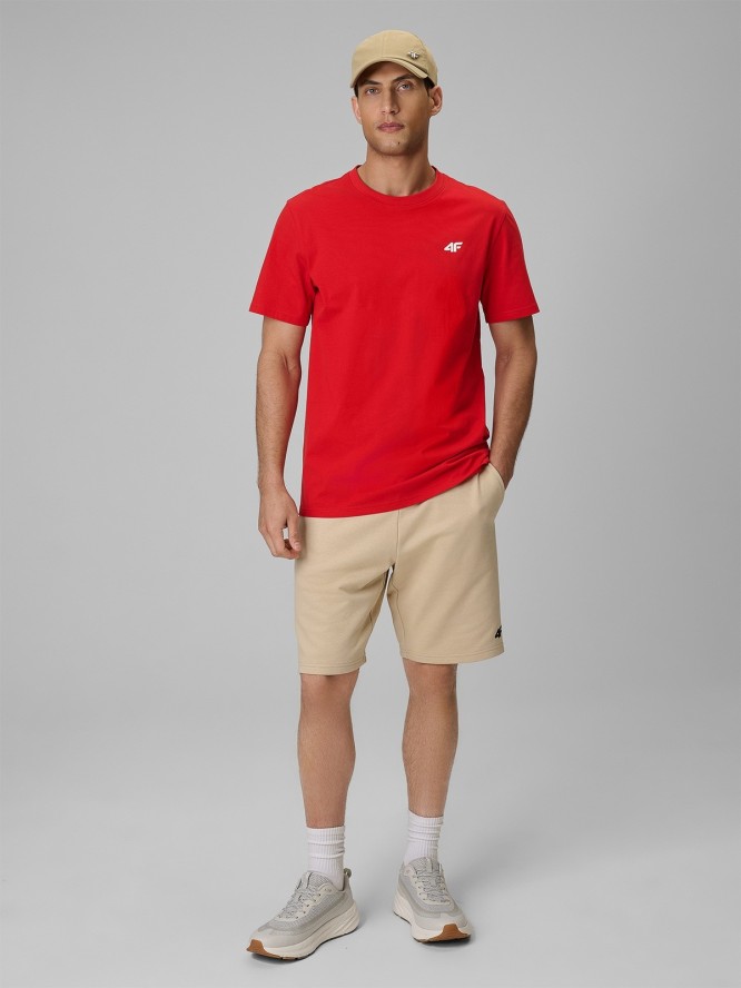 4F T-shirt regular gładki męski - czerwony L