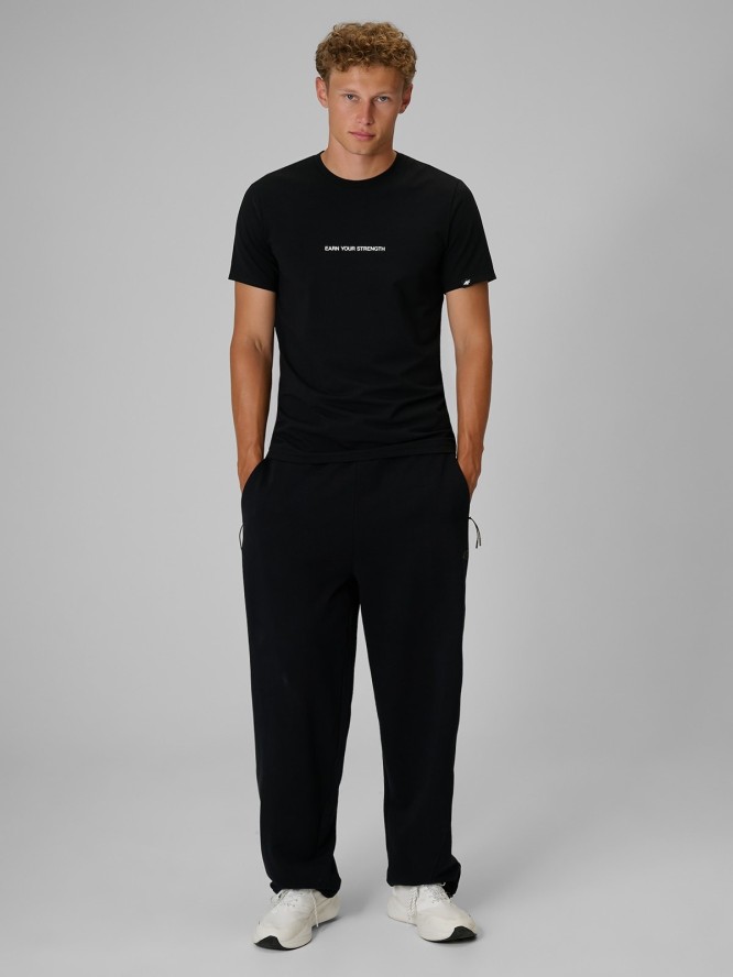 4F T-shirt slim z nadrukiem męski - czarny XXL