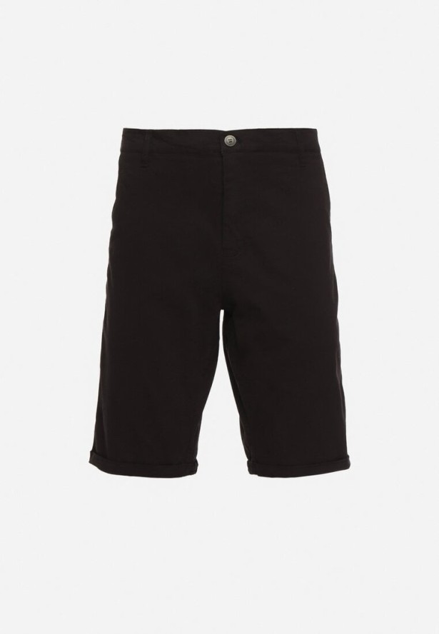 Czarne Szorty z Bawełny Zapinane na Ukryty Zamek Błyskawiczny i Guzik Vinetta