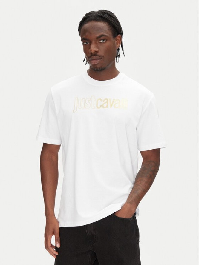 Just Cavalli T-Shirt 78OAHT16 Biały Regular Fit
