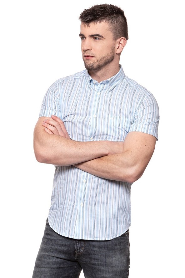 KOSZULA MĘSKA KRÓTKI RĘKAW WRANGLER SS 1PKT BUTTON-DOWN SAPPHIRE BLUE W5944NQBT 112129756