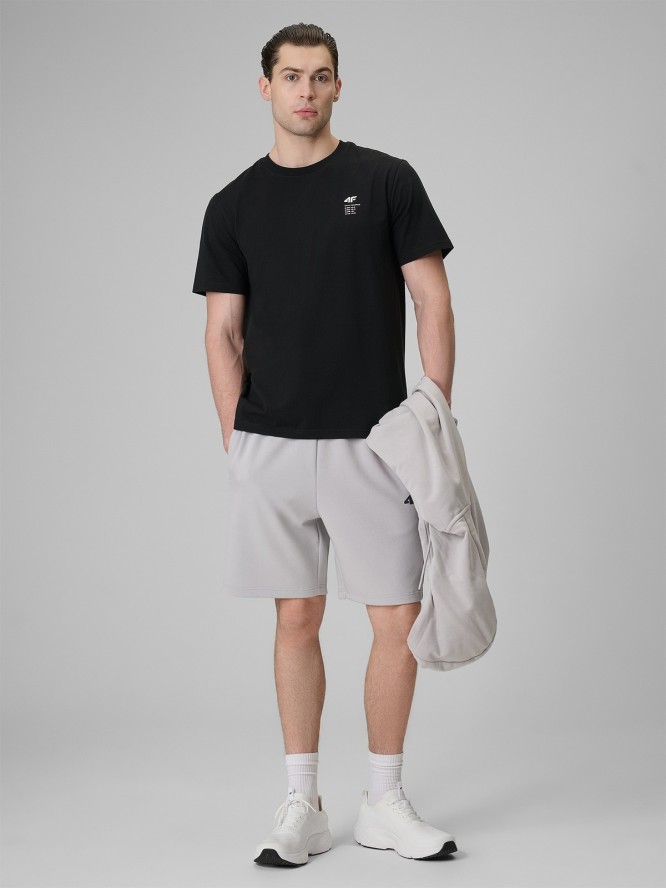 4F T-shirt regular gładki męski - czarny L
