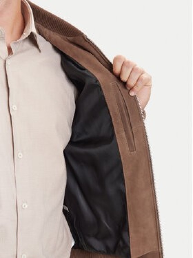 Michael Kors Kurtka skórzana CT5801E4R4 Brązowy Regular Fit