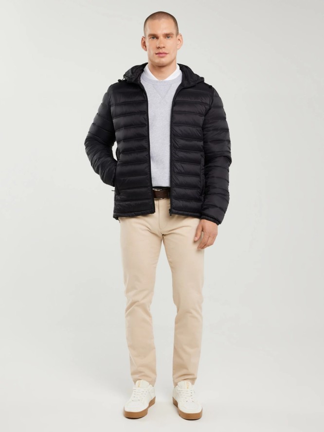 Kurtka męska pikowana z kapturem czarna Acarf 906