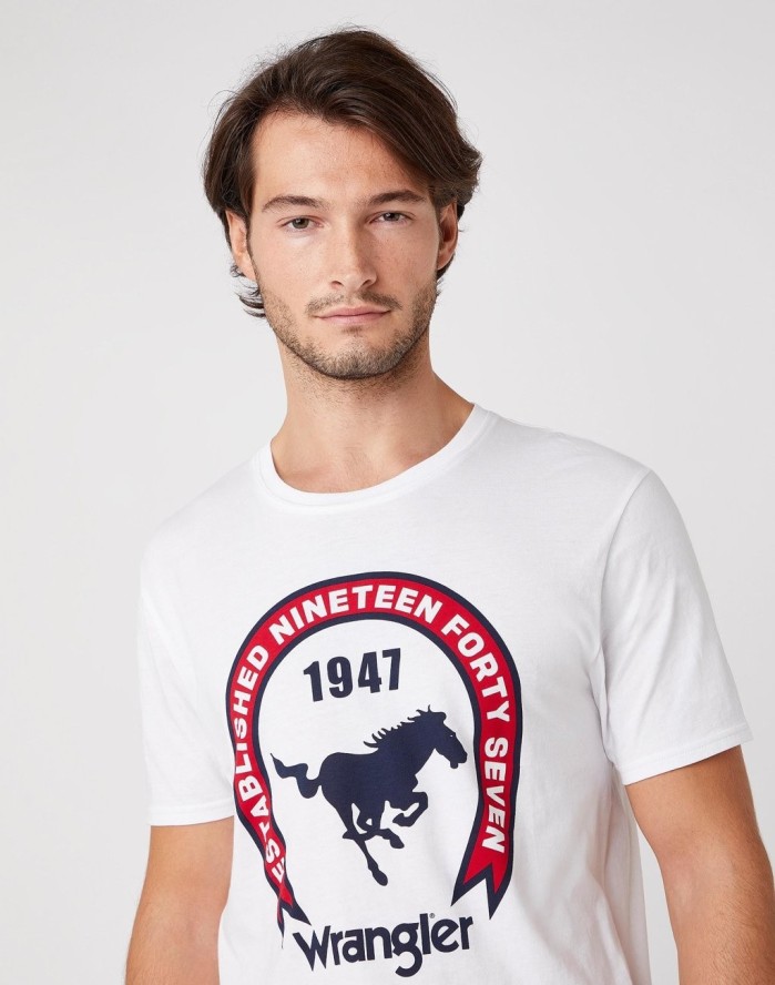 MĘSKI T-SHIRT WRANGLER SS AMERICANA TEE WHITE W7AGD3989 112131338