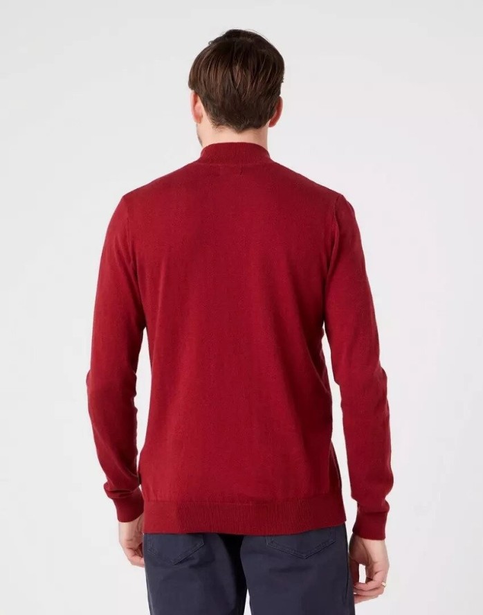 WRANGLER SEASONAL KNIT MĘSKI SWETER GOLF RHUBARB RED W8D12PXRO 112321350