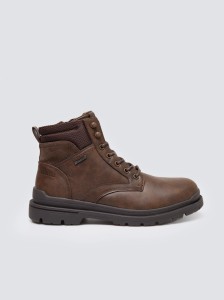 Trapery męskie ze skóry naturalnej brązowe SS174124 803