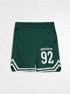 Szorty z napisem Manchester - zielony