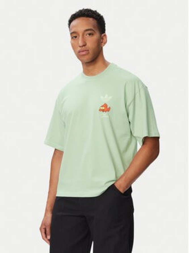 adidas T-Shirt Blinky Graphic LG5062 Zielony Oversize