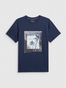 T-shirt regular z nadrukiem męski 4F 4FWSS26TTSHM3034